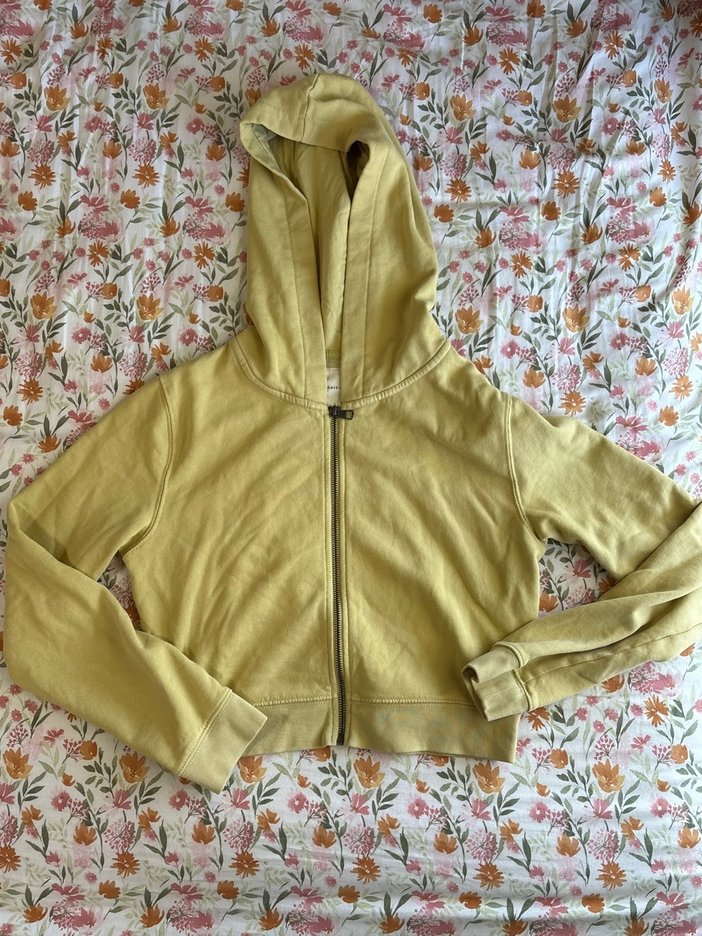American Eagle Jacket Size Large Cropped Utility Yellow Indie Boho